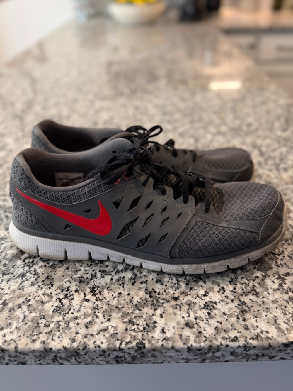 Nike Gray Running Sneakers with Red Swoosh